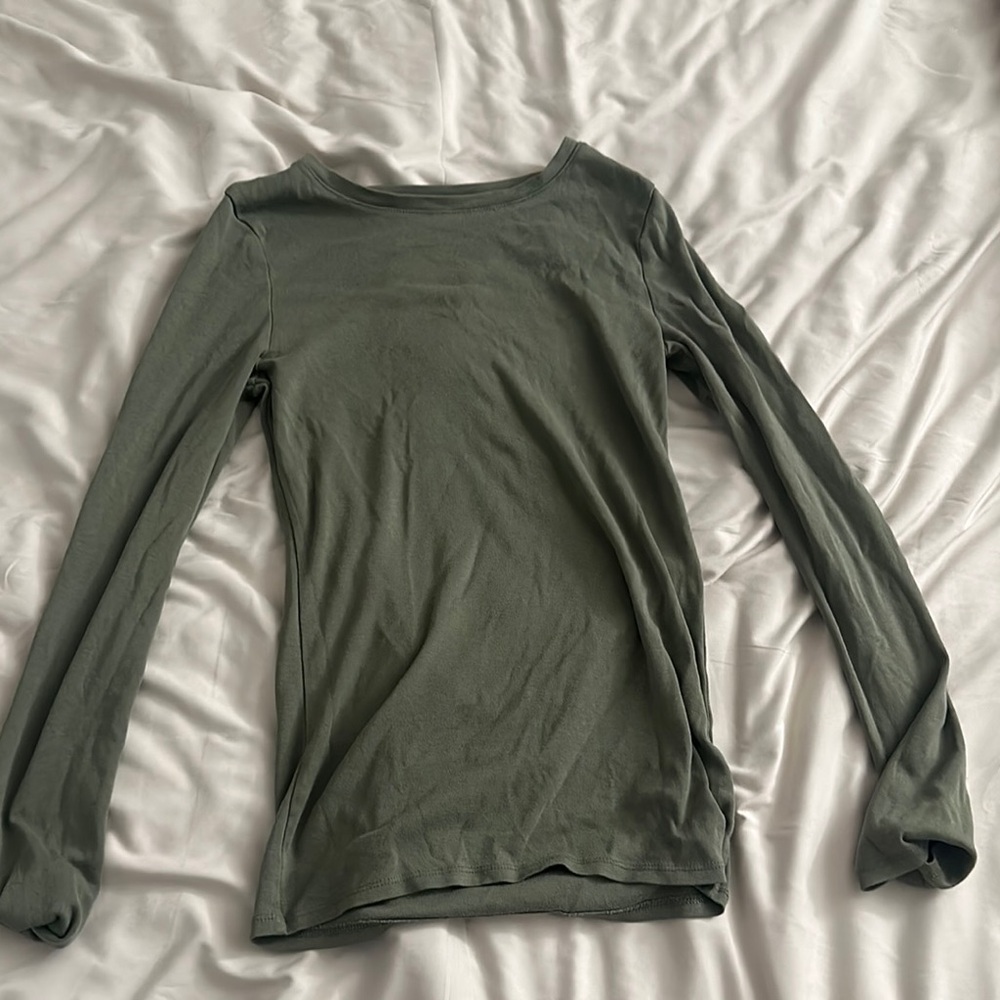 Olive Green Long Sleeve Women's Top